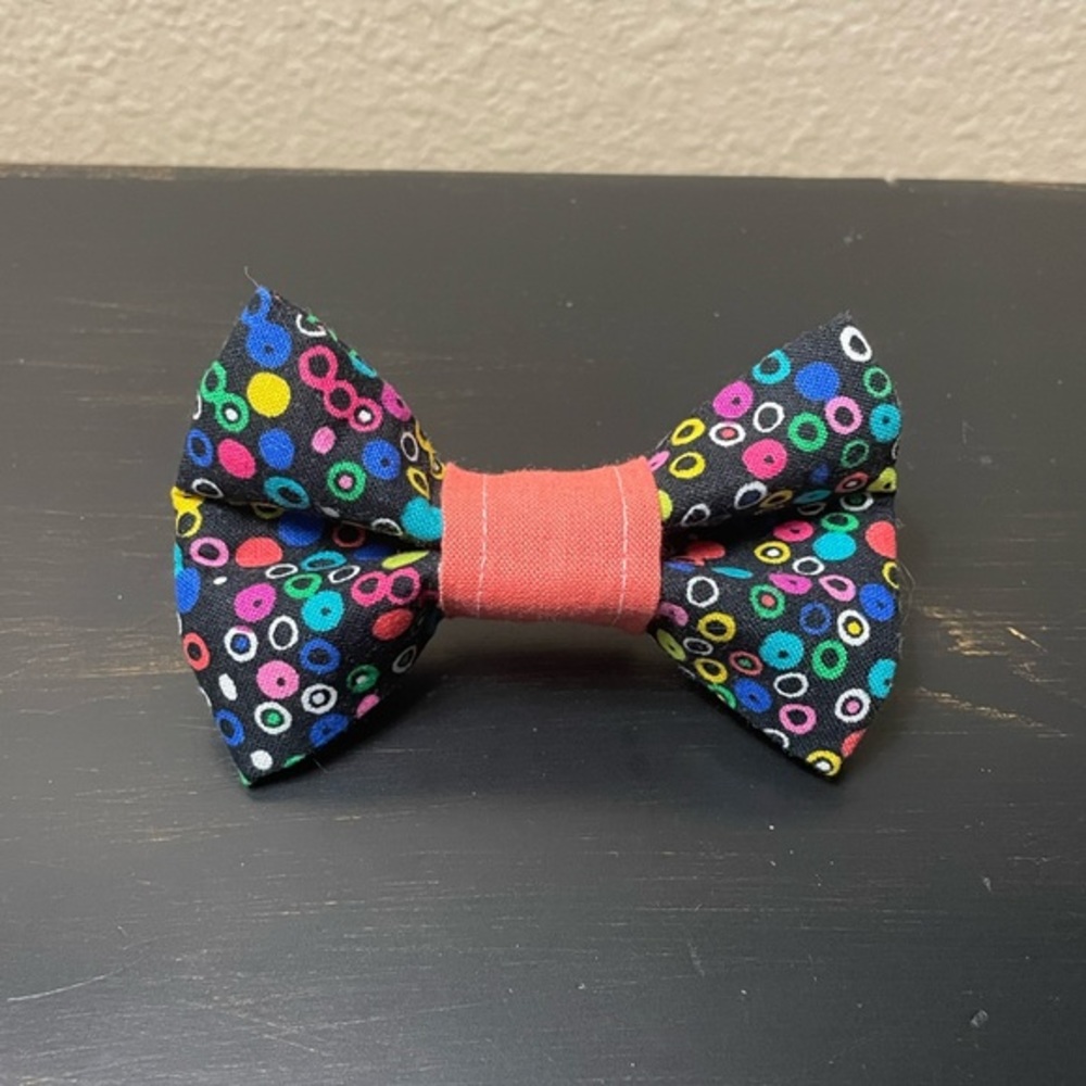 Small Polka Dot Confetti Pet Bow Tie - Handmade